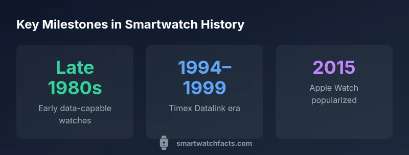 Timeline of smartwatch milestones from 1980s to 2015