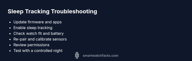Checklist infographic for sleep-tracking troubleshooting