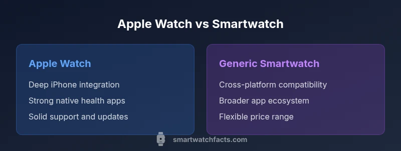 Comparison infographic showing Apple Watch vs Smartwatch features