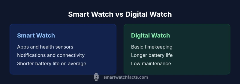 Comparison chart showing Smart Watch vs Digital Watch features