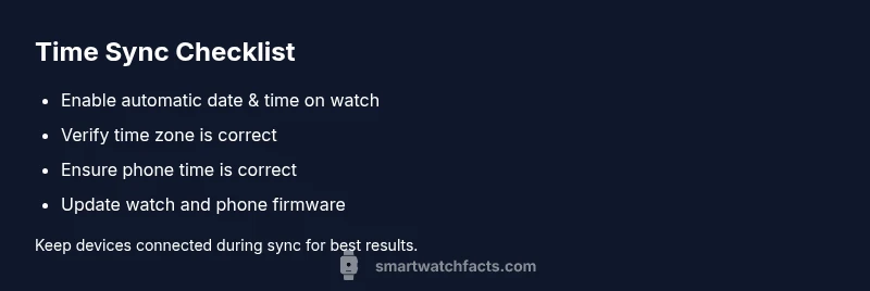Checklist showing steps to fix smartwatch time sync