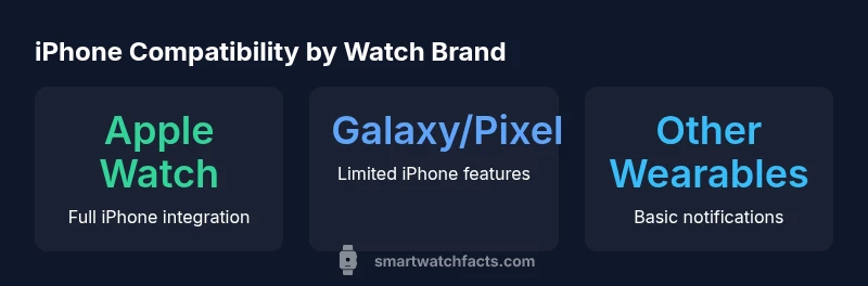Infographic showing iPhone compatibility across smartwatch brands