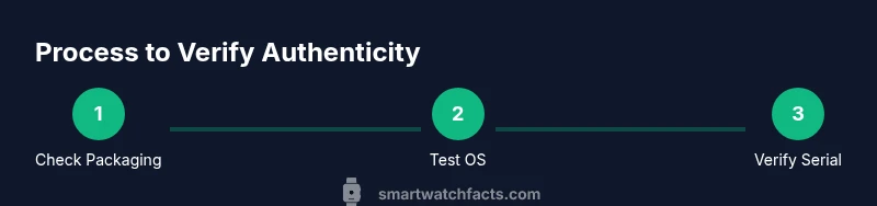 Infographic showing a 3-step process to verify smartwatch authenticity