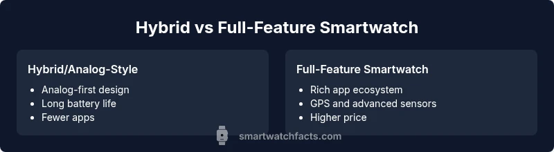 Infographic comparing hybrid and full-feature smartwatches