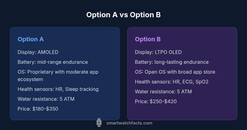 Side-by-side smartwatch options comparison