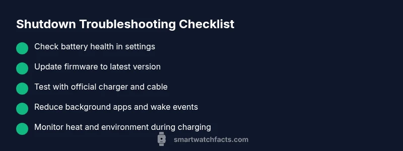 Checklist for troubleshooting smartwatch shutdowns
