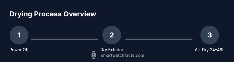 Infographic showing a 3-step drying process for smartwatches