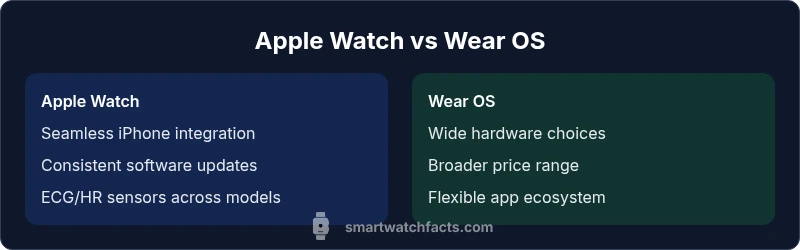 Side-by-side comparison of Apple Watch and Wear OS smartwatch features