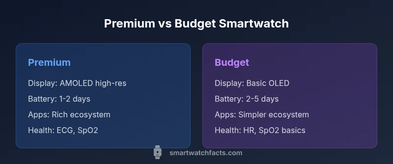 Comparison infographic: Premium vs Budget smartwatch features